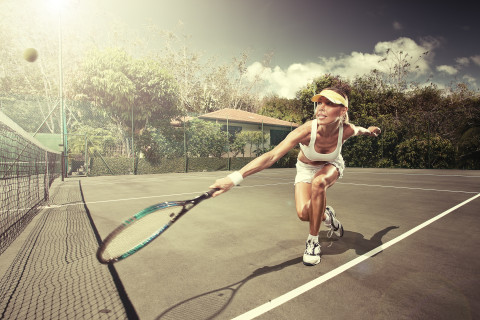 Active Woman Playing Tennis
